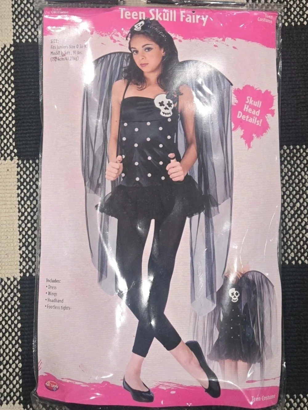 Teen Skull Fairy Costume - Black